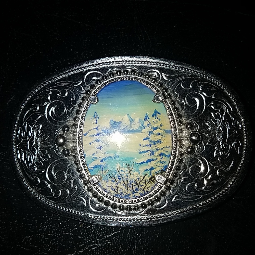 Hand painted belt buckle